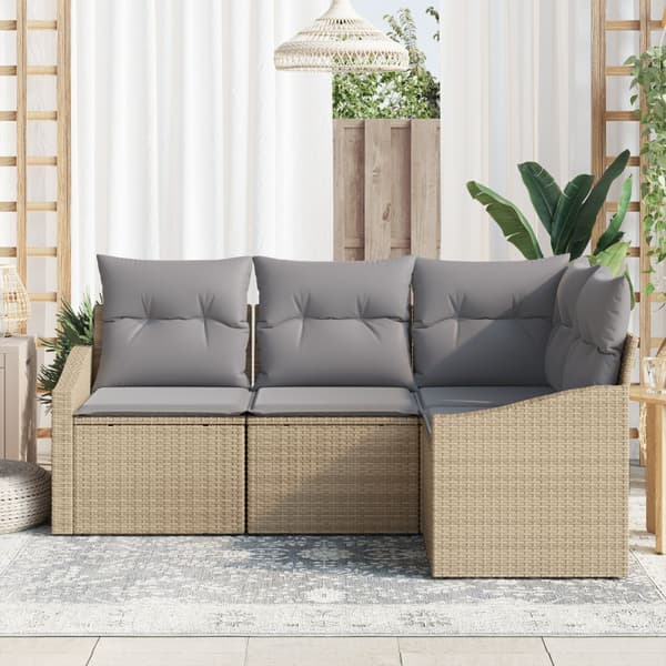 Soffset med kudde 4 pcs Beige konstrotting