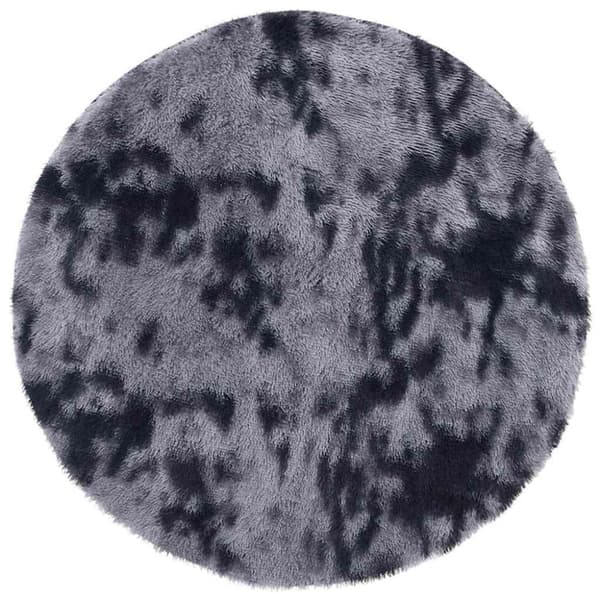Ryamatta med lång lugg NAVARRA mörkgrå 100x100 cm polyester