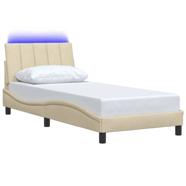 Bed Frame without Mattress "Hanko" Cream 80x200cm Fabric