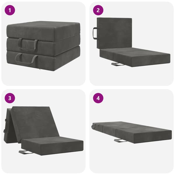 Fällbar Soffbed 90 x 63 x 45 cm Mörkgrå