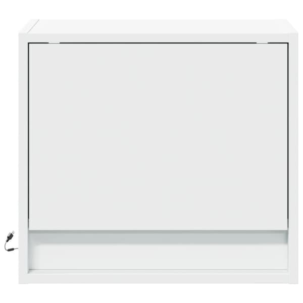 Väggmonterade sängbord med LED-lampor 2 st vit