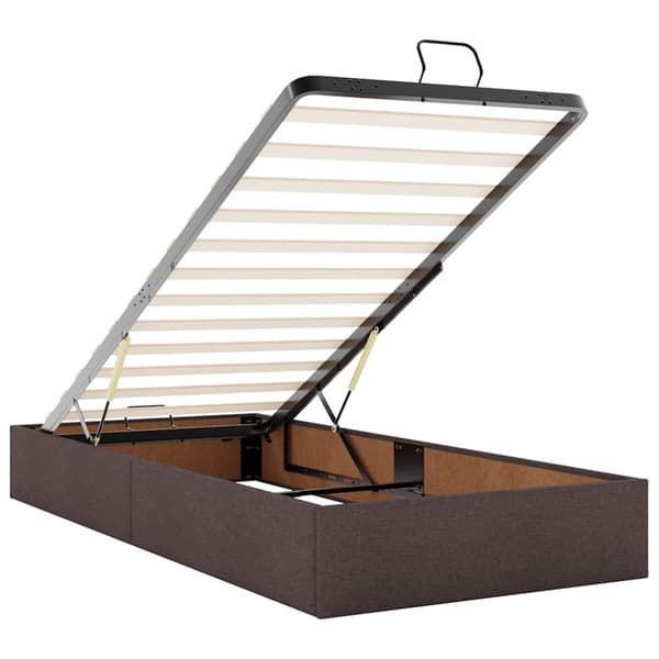 Ottoman sängram med madrass mörkbrun 90x190 cm tyg