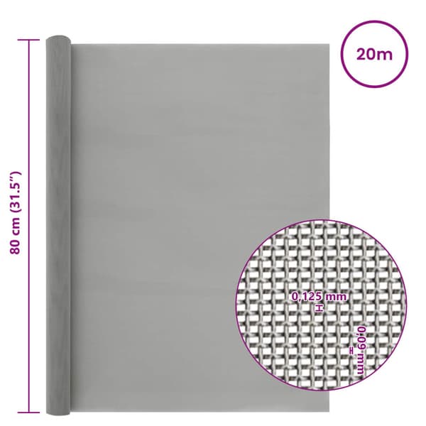 Nätduk 80 x 2000 cm 120 Mesh Rostfritt stål 201 Silver