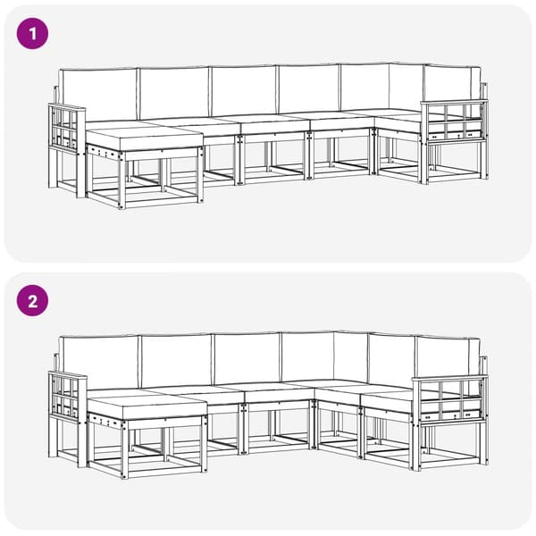 Utomhussoffset med kudde 7 pcs Vit och grädde Polyester
