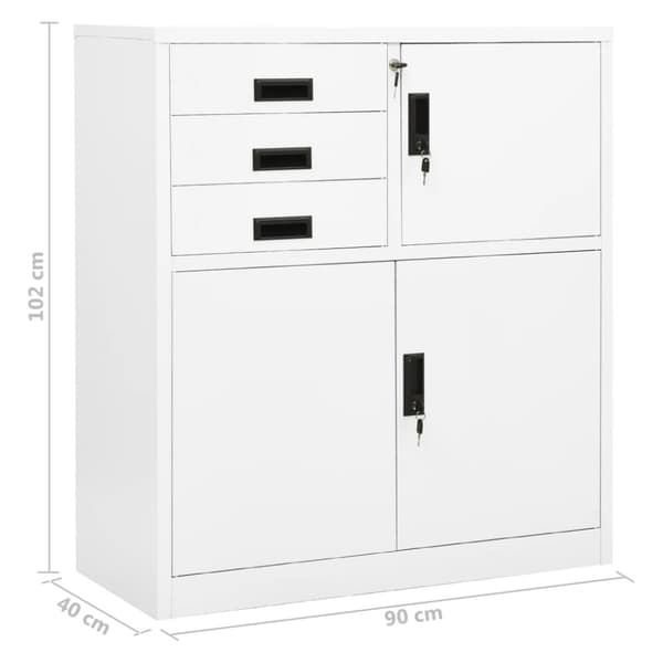 Dokumentskåp vit 90x40x102 cm stål