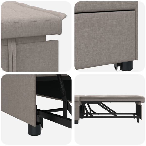 Pull Out Sofa Bed Taupe 194 x 50 x 82 cm tyg