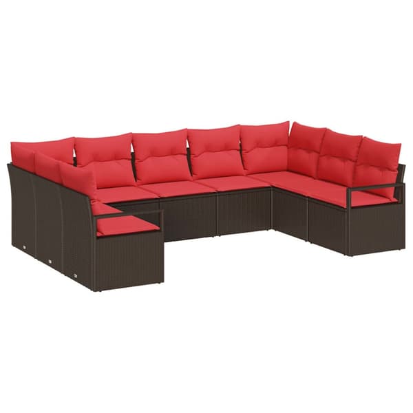 Soffset med kudde 9 pcs Brun konstrotting