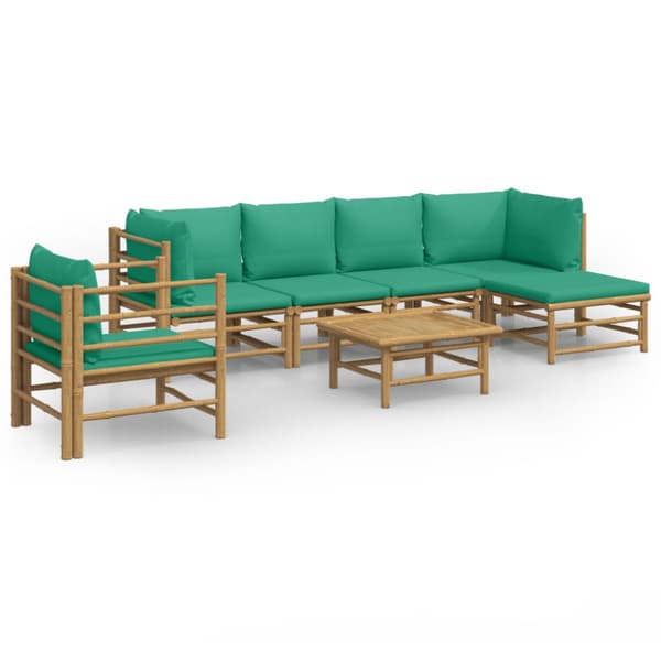 Loungegrupp 7 delar gröna dynor bambu