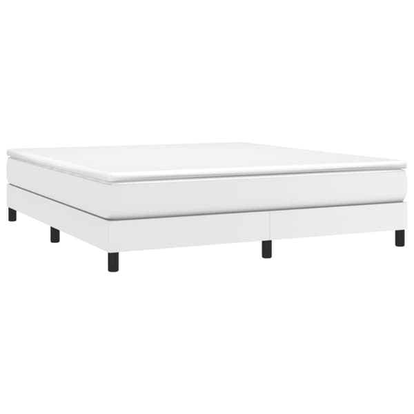 Boxspring-sängram vit 160x200 cm konstläder