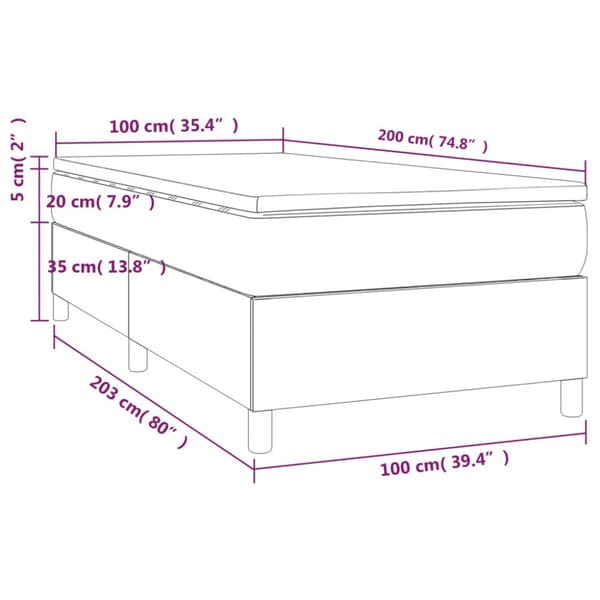 Ramsäng med madrass ljusgrå 100x200 cm sammet