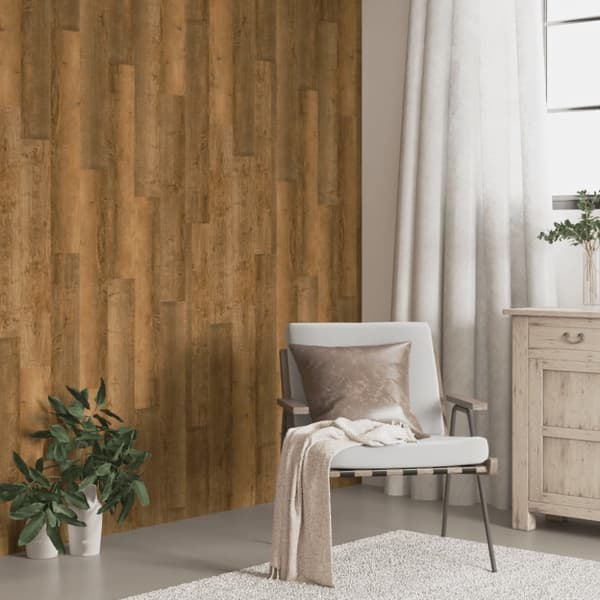 Väggpaneler träimitation brun PVC 2,06 m²