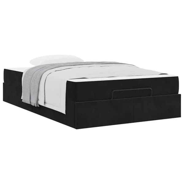 Sängram med madrass 2 pcs Svart Sammet