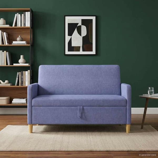 Soffa med förvaring Jeansblå 122 x 78 x 87 cm Polyester