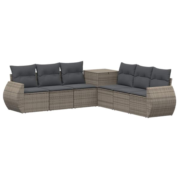 Soffset 7 pcs Grå och mörkgrå Poly Rattan och stål