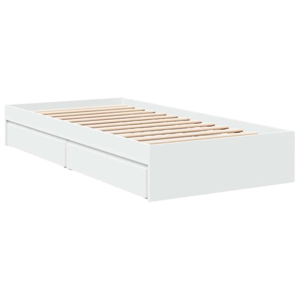 Sängram med förvaring med låda Vit 80 x 200 cm Konstruerat trä