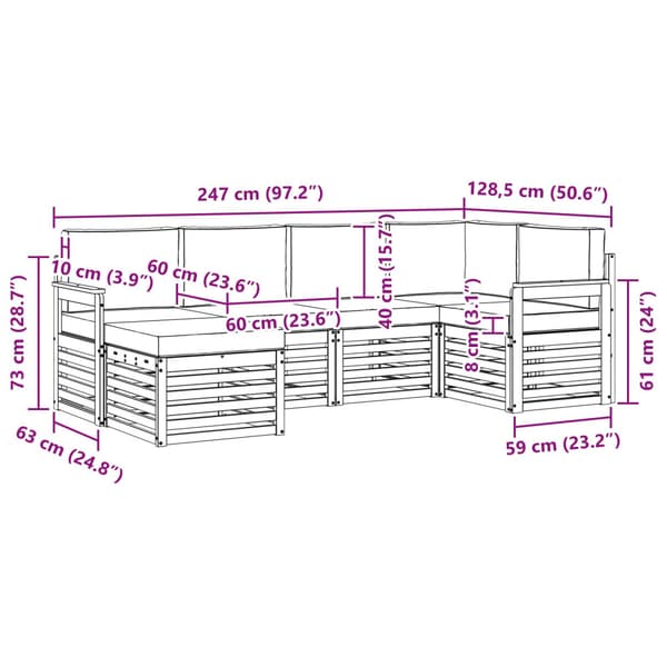 Utomhussoffset 6 pcs Vit och antracit Polyester