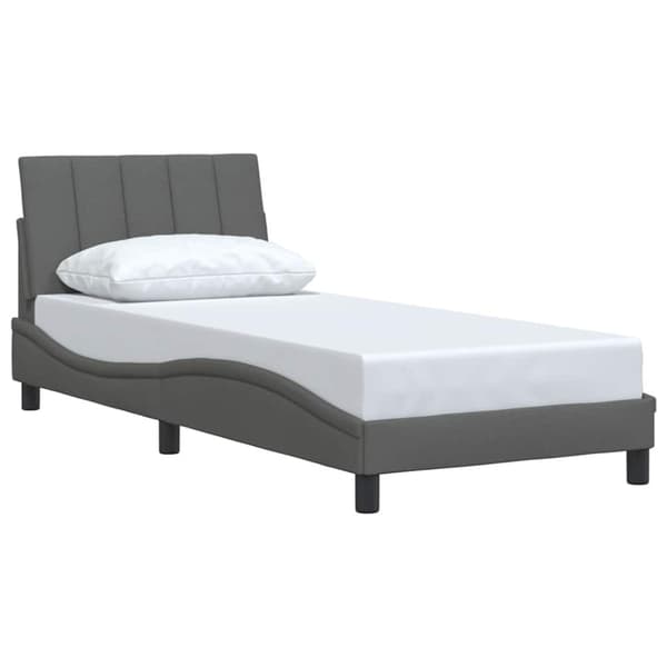 Bed Frame without Mattress "Hanko" Dark Grey 90x200 cm Fabric