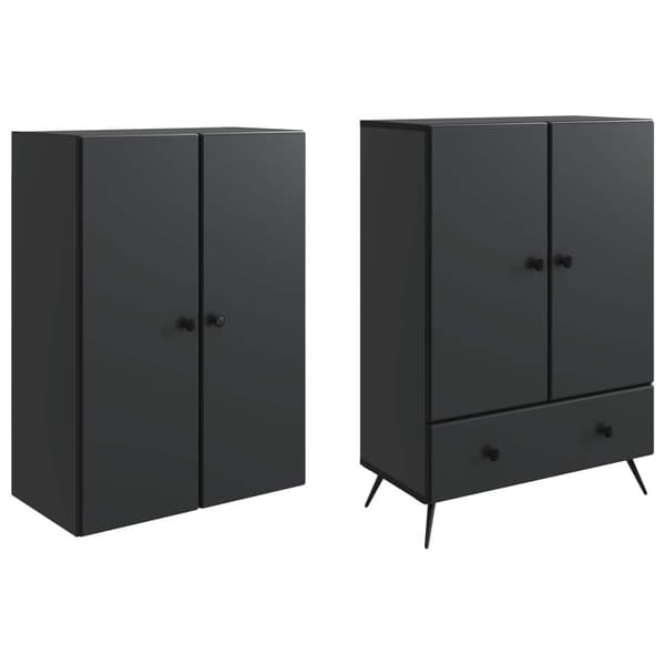 Skåpset 2 pcs Svart Konstruerat trä