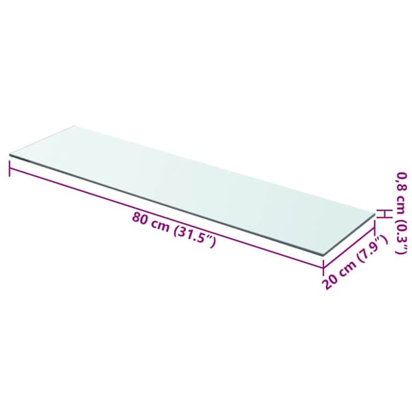 Hyllplan 2 st glas genomskinlig 80x20 cm