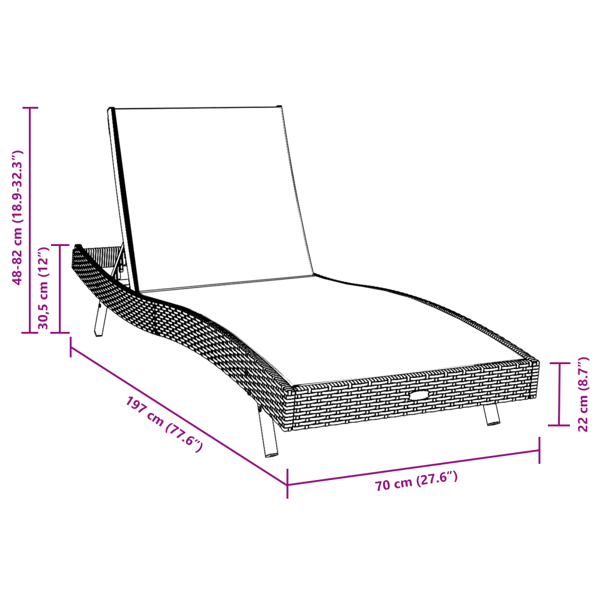 Solstol 2 pcs Svart och Vitt konstrotting