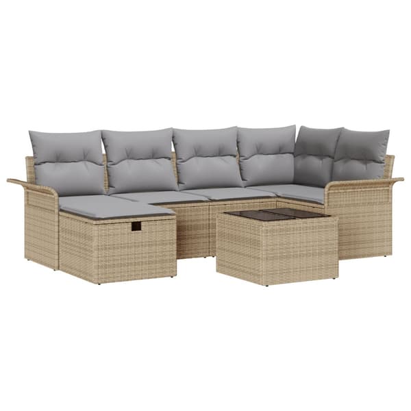 Trädgårdsoffset 7 st Poly rattan