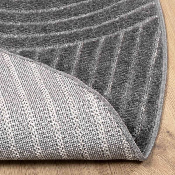 Områdesmattor Rund PALMERAS Antracit Ø 120 CM Polyester