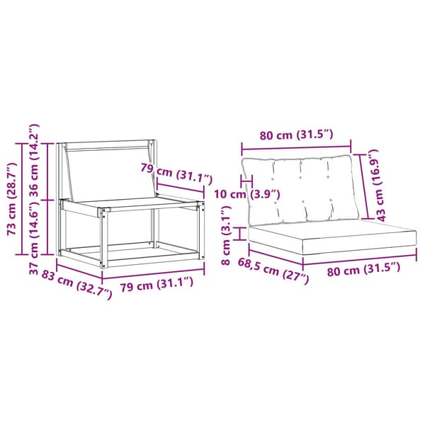 Utomhussoffset med kudde 3 pcs Vit och Beige