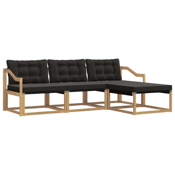 Utomhussoffset med kudde 4 pcs Vit och svart