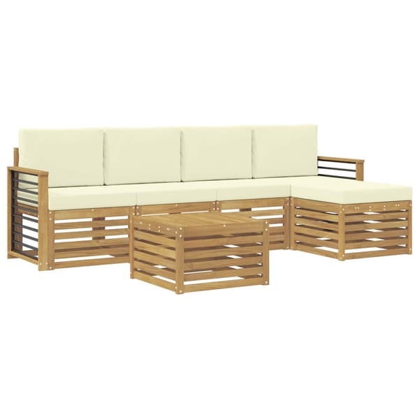 Utomhussoffset 6 pcs Vit och grädde 59 x 59 x 37 cm Polyester