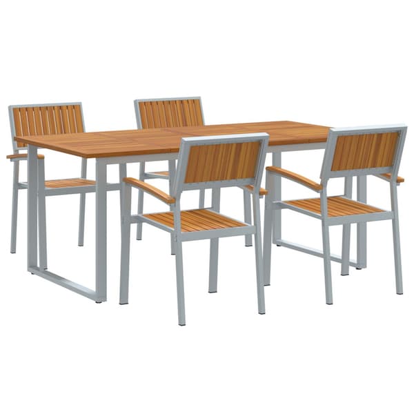Trädgårdsmöbelset 5 pcs Grå Massivt Akaciaträ