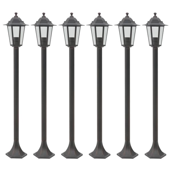 Lyktstolpar för trädgård 6 st E27 110 cm aluminium brons