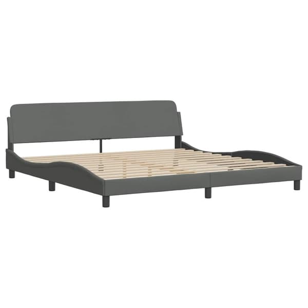 Bed Frame without Mattress "Hanko" Dark Grey 200x200 cm Fabric