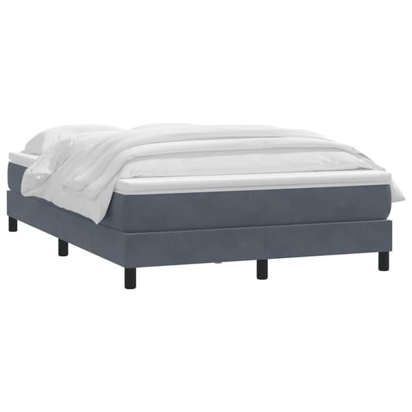 Ramsäng med madrass mörkgrå 160x210 cm sammet