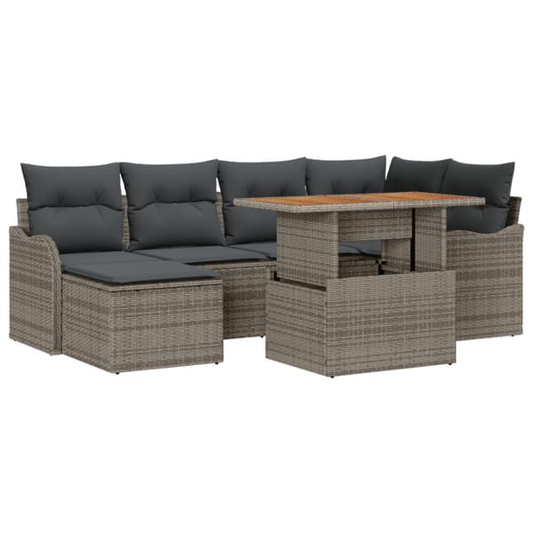 Trädgårdsoffset med lagring 7 pcs Grå Poly rattan