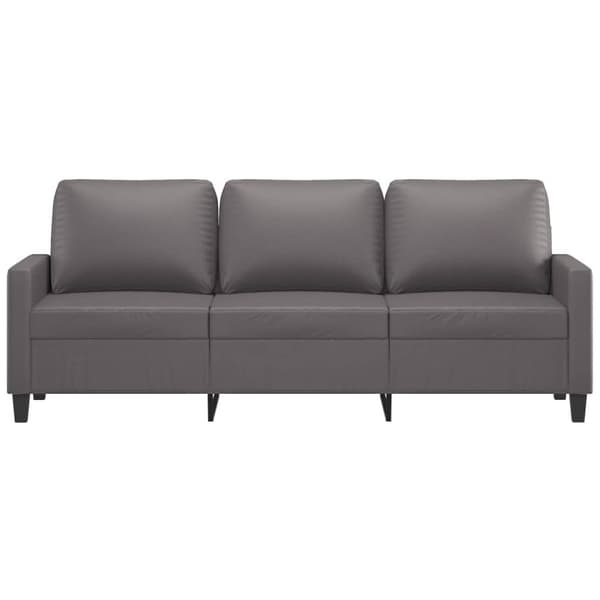 3-sitssoffa grå 180 cm konstläder