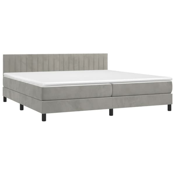 Ramsäng med madrass ljusgrå 200x200 cm sammet