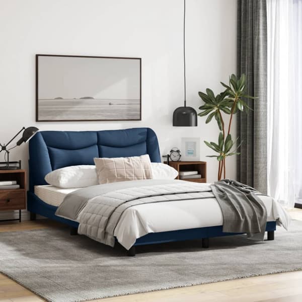 Bed Frame without Mattress "Hvar" Blue 140x190 cm Fabric