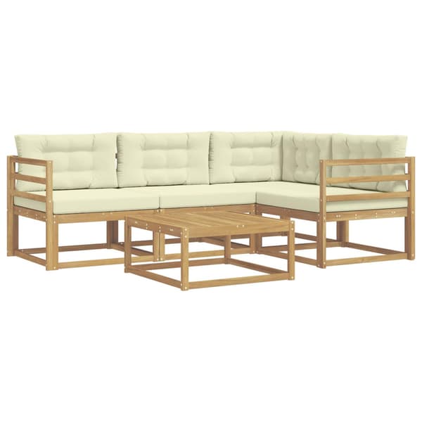 Utomhussoffset 5 pcs Vit och grädde 79 x 79 x 37 cm Polyester