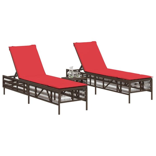 Solstolar 2 st med bord brun konstrotting