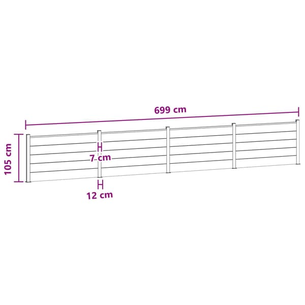 Stängselpanel 4 pcs WPC och aluminium Svart