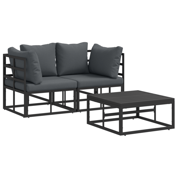 Trädgårdsoffset 3 pcs Svart Metall