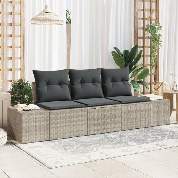 Trädgårdsoffset med lagring 3 pcs Ljusgrå konstrotting