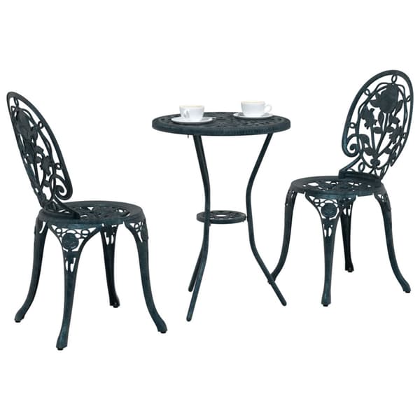 Trädgårds Bistro Set 3 pcs Grön Aluminium