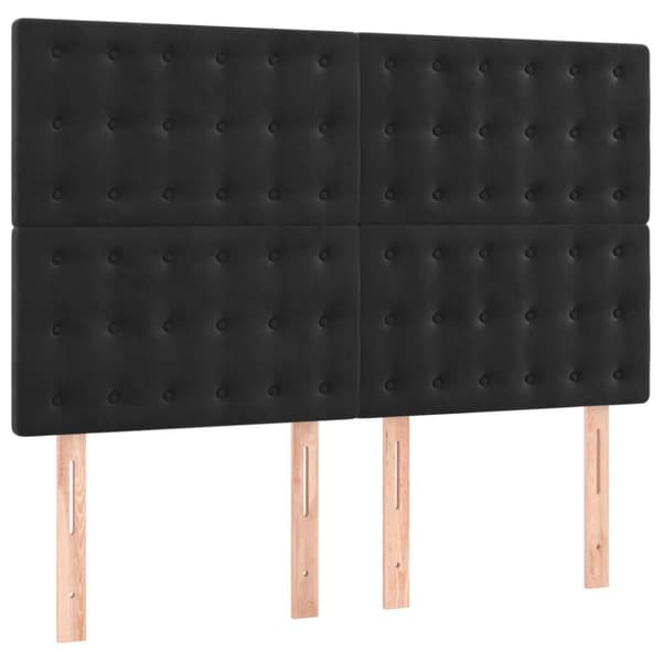 Sänggavel svart 144x5x118/128 cm sammet