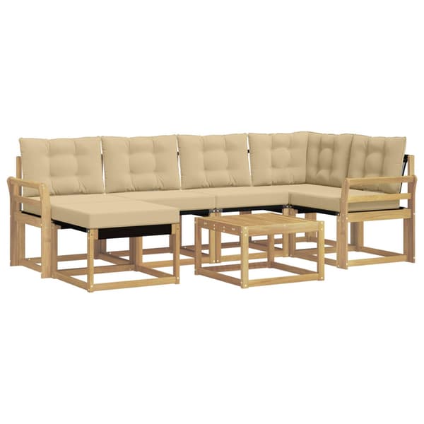 Utomhussoffset med kudde 7 pcs Vit och Beige