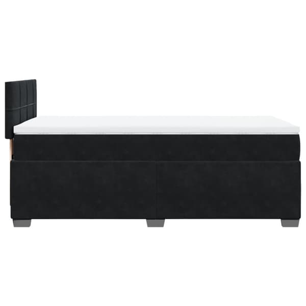 Ramsäng med madrass svart 90x200 cm sammet