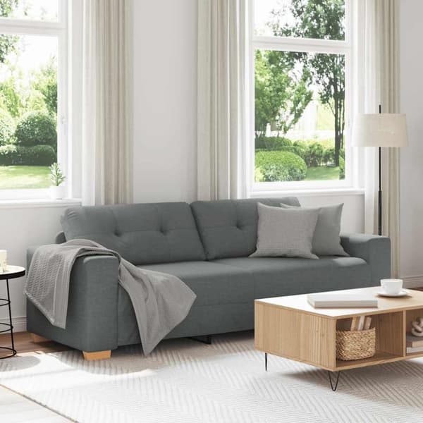 3-sitssoffa mörkgrå 220x78x80 cm tyg