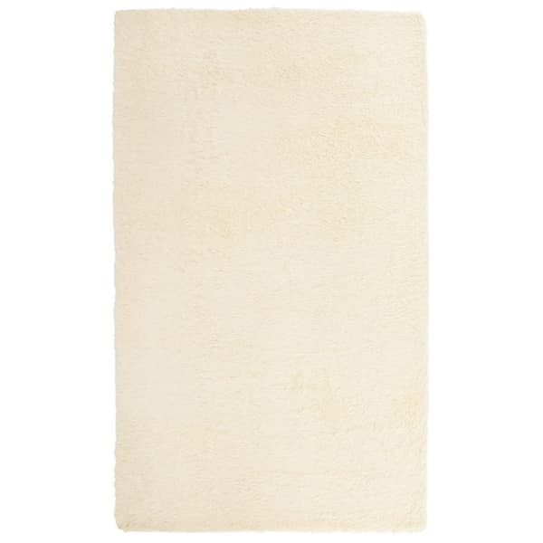 Ryamatta med lång lugg NAVARRA gräddvit 60x100 cm polyester