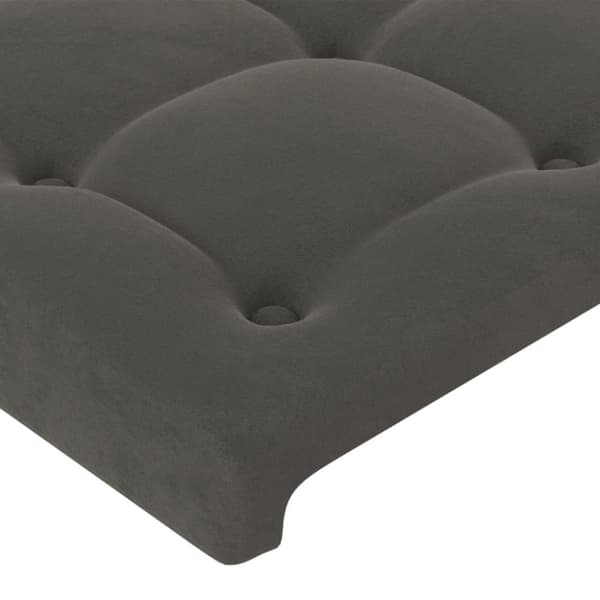 Sänggavel LED mörkgrå 93x16x78/88 cm sammet