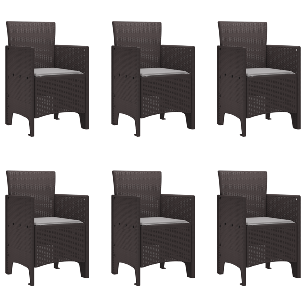 Trädgårdsmöbelset 7 pcs Brun Polypropylen
